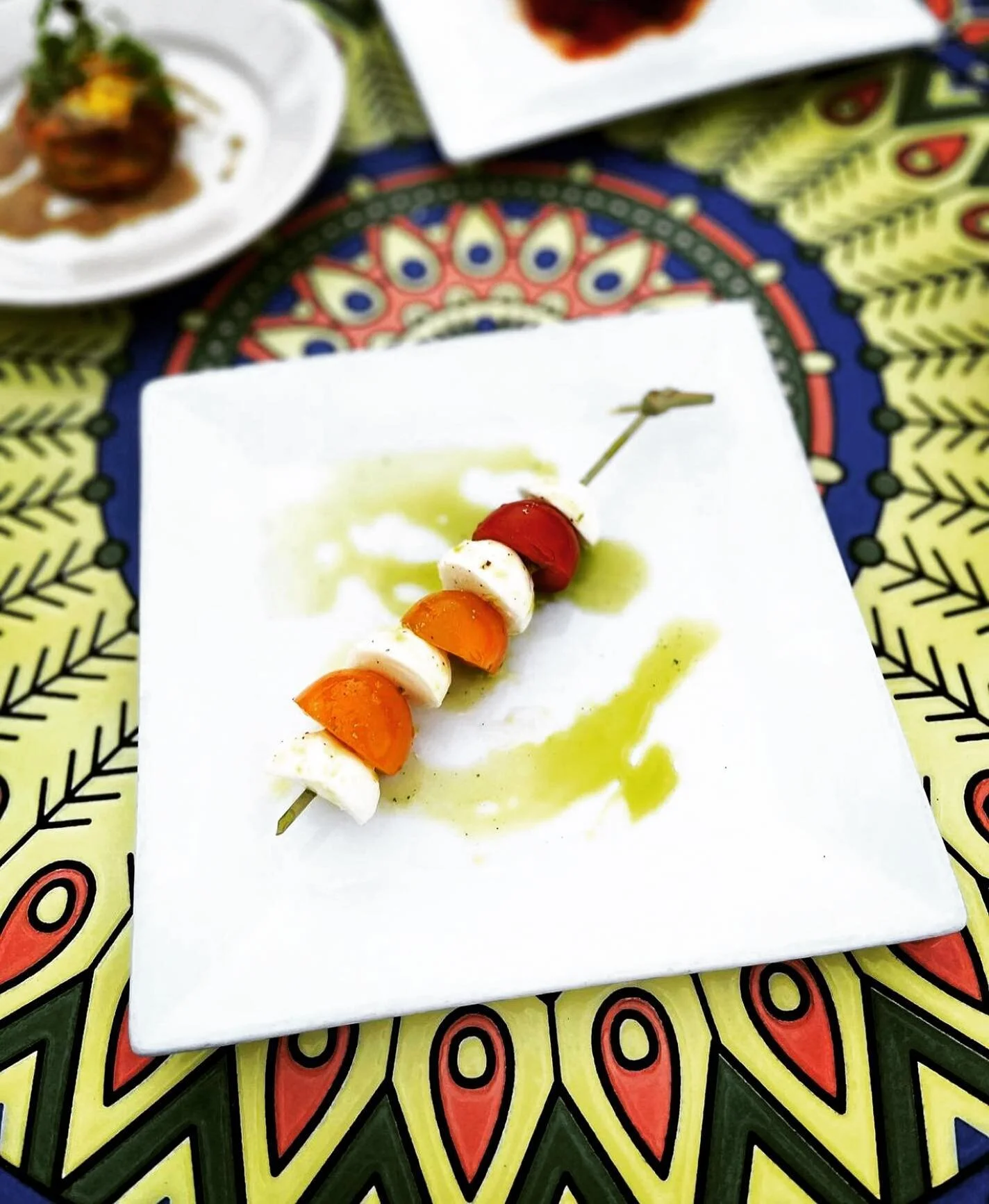 Caprese skewer with fresh mozzarella
